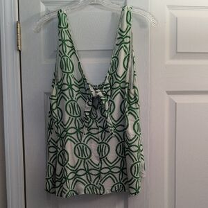 Maeve Green and White Tie Front Tank Top